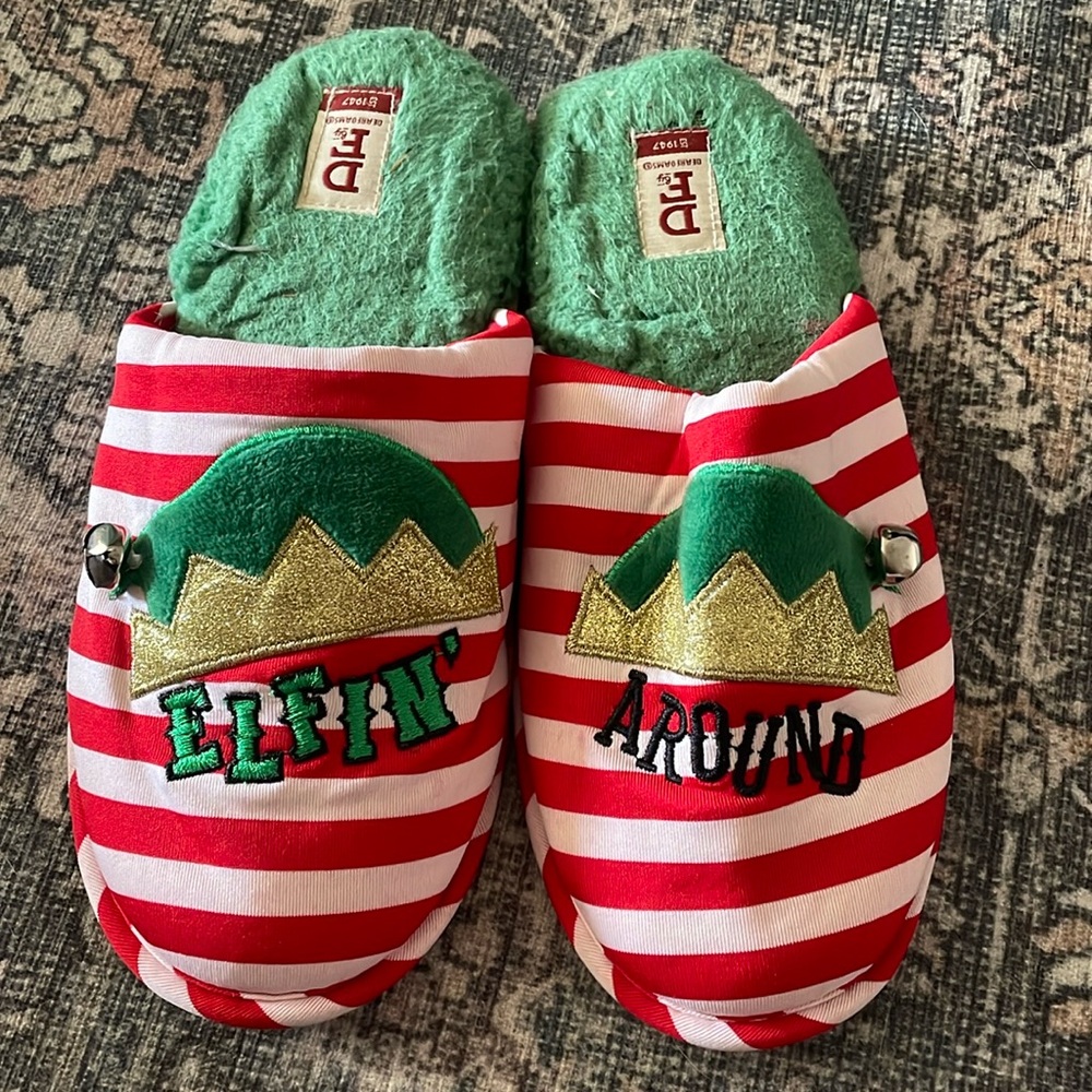 Christmas Elf Slippers with Bells
